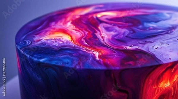 Fototapeta Dynamic Abstract Swirling Fluid Art Background with Vibrant Blue, Purple, and Red Hues