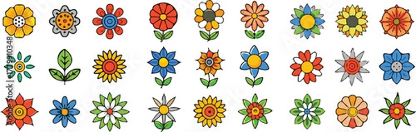 Obraz Colorful Stylized Flower Icons design