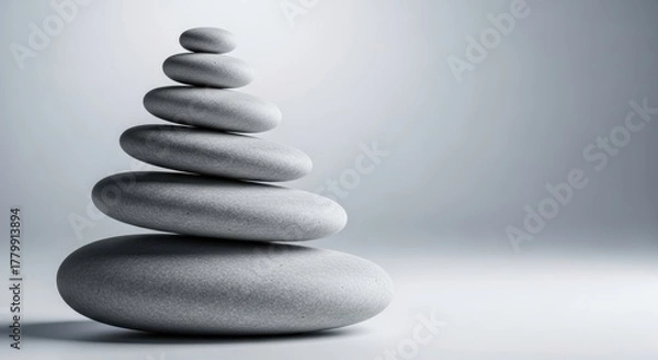 Obraz Balanced Stacked Stones Symbolizing Serenity and Harmony	
