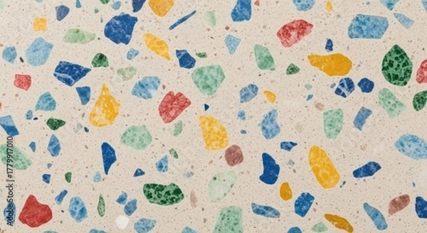 Obraz Vibrant Terrazzo Floor with Colorful Aggregate Details	