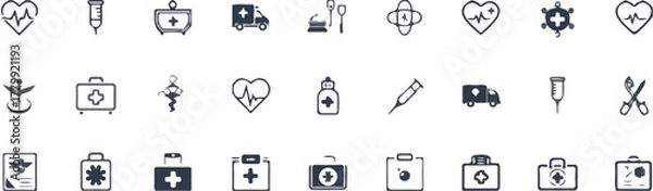 Obraz Healthcare and First Aid Line Icons Set