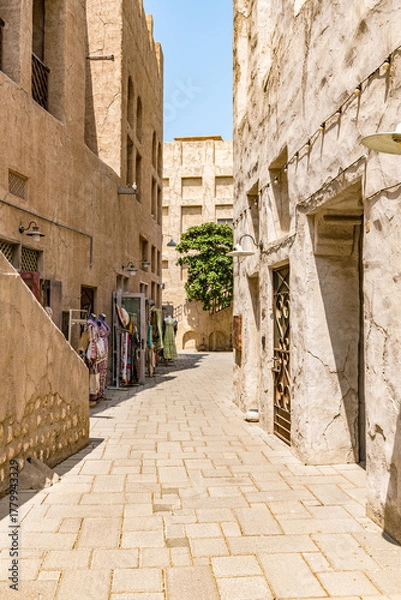 Obraz Al Bastakiya in Dubai, UAE. It is also known as Al Fahidi Historical Neighbourhood.