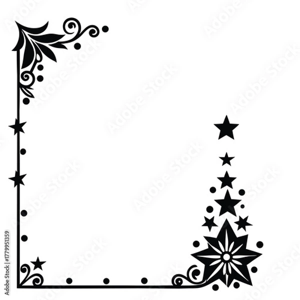 Obraz Elegant Christmas Corner Border on White Background