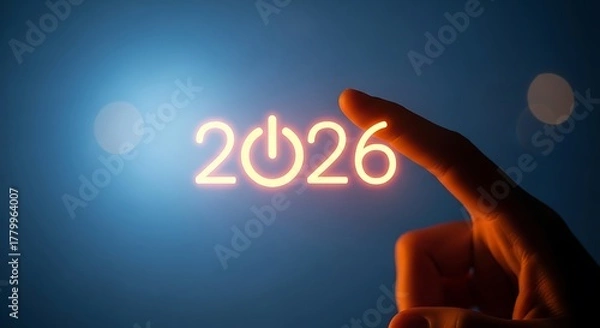 Obraz Activate future success now touch 2026 glowing power button