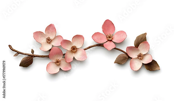Fototapeta Pink magnolia flowers on branch create delicate and serene display, showcasing nature beauty and elegance