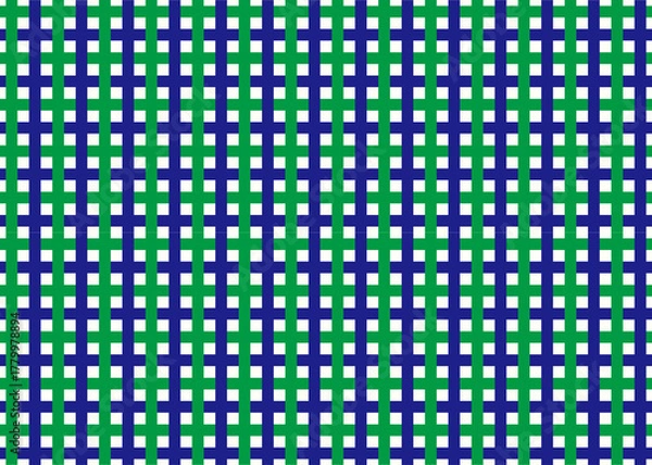 Fototapeta 紺色と緑色で構成された、シンプルなチェックのシームレスパターン。さわやかで温かみのある背景やパッケージに最適