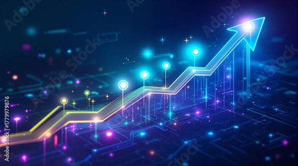 Fototapeta Visualize exponential growth with this stunning upward arrow on a modern tech background