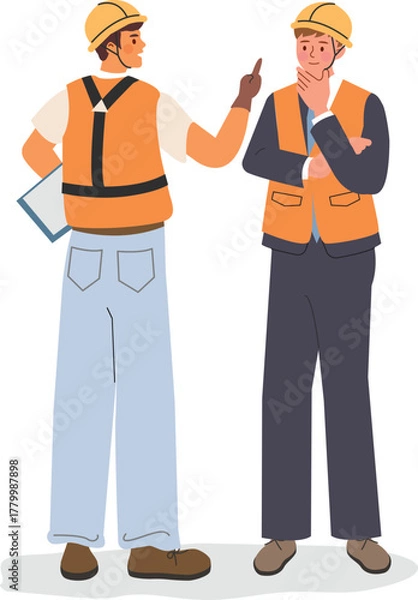 Fototapeta Construction Professionals Discussing Project Plans