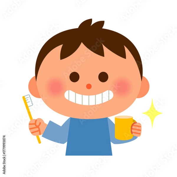 Fototapeta 歯ブラシを持った子供