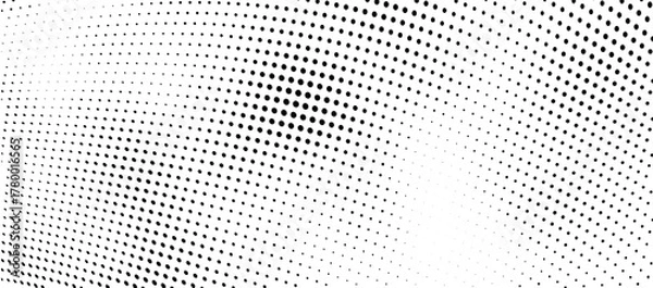 Obraz Modern abstract black and white dot pattern background, creating a dynamic optical illusion with flowing geometric waves and a sleek digital texture for contemporary graphic design
