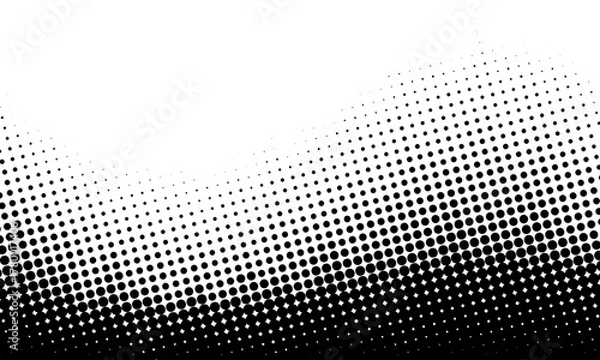 Obraz Dynamic black and white halftone dot pattern creating a smooth gradient transition, perfect as an abstract graphic design background, texture, or overlay with a modern, minimalist aesthetic