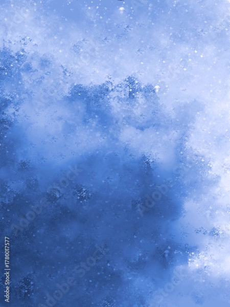 Obraz Sparkling Frozen Winter Background with Glittering Stars. Frosty Winter Blue Abstract Background with Snow Texture. Cold Blue Ice Surface Abstract Texture for Seasonal Desig