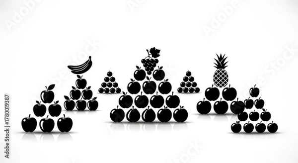 Obraz Fruit Pyramids - A Black and White Still Life Composition.