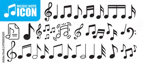 Fototapeta Black Music Notes, Clefs, and Sheet Music File Icons