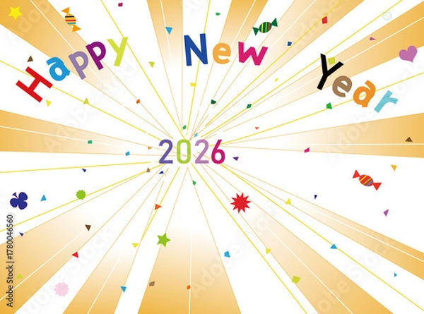 Fototapeta 2026年の新年の挨拶のイラスト素材。