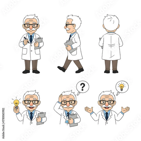 Fototapeta Set of scientist character. illustration design.