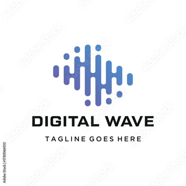 Fototapeta Abstract digital wave with Fluid modern gradient for technology sound data communication business logo design