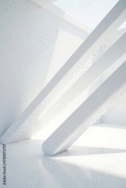 Fototapeta Intersecting white lines, bright minimalist backdrop, grid, clean