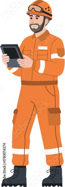 Obraz Search and Rescue (SAR) Specialist with Tablet, Emergency Coordinator Using Digital Device