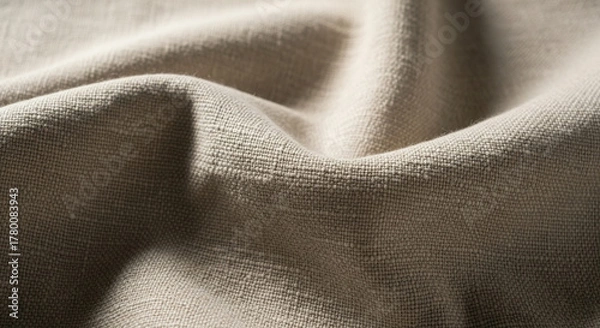 Fototapeta Natural Linen Fabric Texture Close Up Luxurious Draping Soft Material