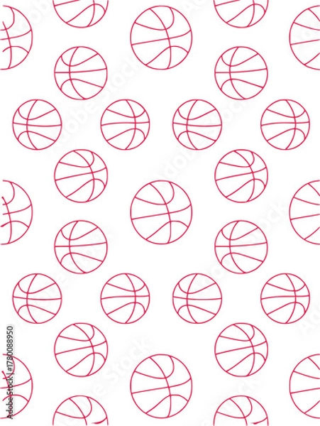 Obraz Seamless Pattern of Red Basketballs on White Background