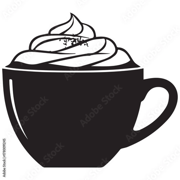 Obraz Black silhouette of a hot beverage with whipped cream
