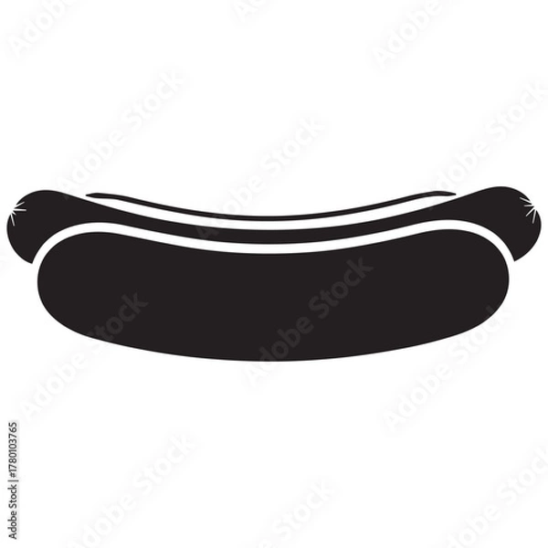 Fototapeta Simple black silhouette of a hot dog in a bun