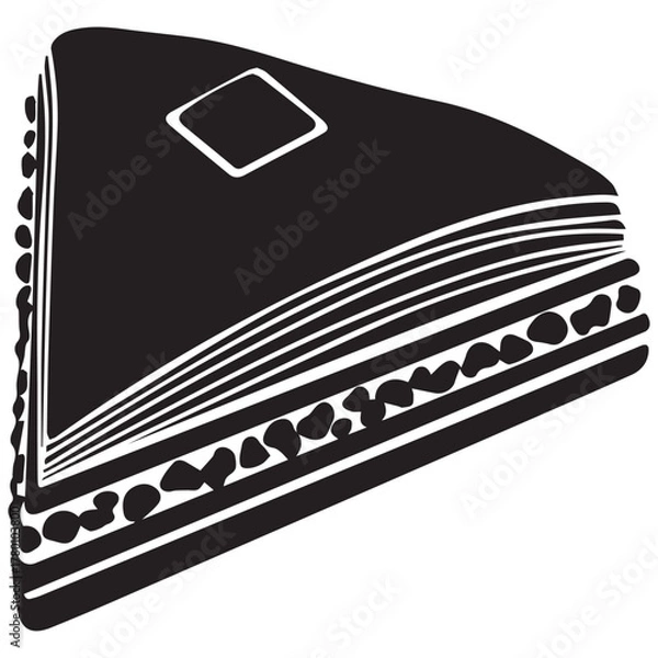 Fototapeta Stylized black and white illustration of a layered cake slice