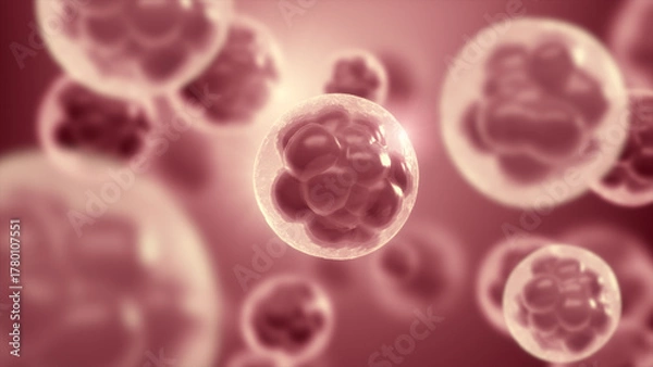 Fototapeta 3D rendered microscopic view of Embryonic stem cell, Laboratory, Science technology concept