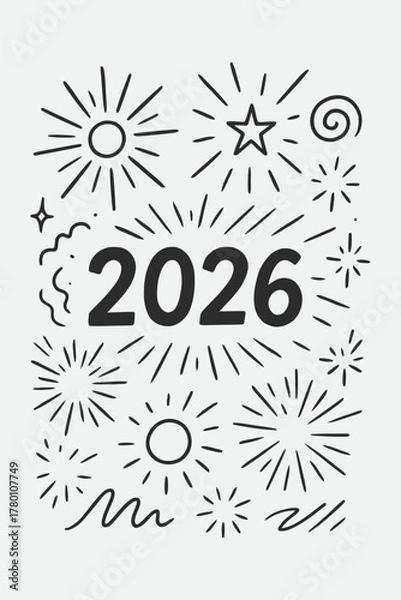 Obraz 2026 Energy Rays — Hand Drawn Light Burst Vector Sketch Set