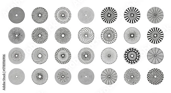 Obraz Thirtytwo diverse circular mandala designs with detailed geometric patterns