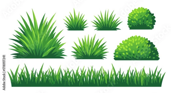 Obraz Assortment of green grass and bush elements