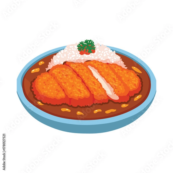 Fototapeta Katsu Curry with White Rice
