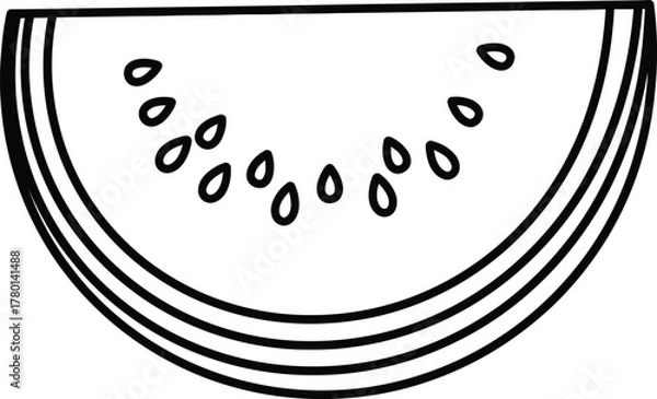 Obraz Watermelon Slice Outline Vector Icon