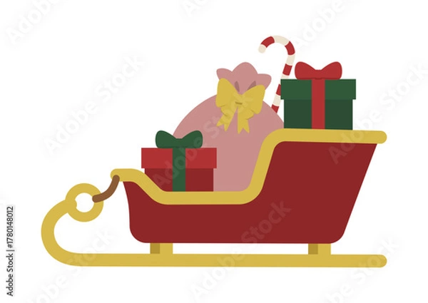 Fototapeta プレゼントを積んだソリ/クリスマスの贈り物を運ぶイラスト
