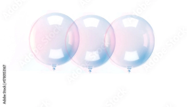 Fototapeta transparent balloon with glossy surface reflections, soft light glow, clean minimal style, isolated transparent background, realistic lighting.
