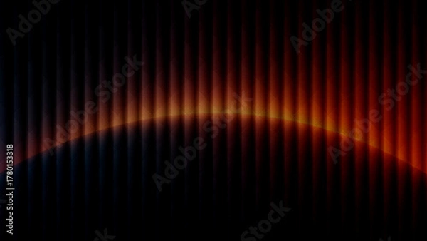 Fototapeta dark abstract futuristic warm color curved arc on vertical stripes