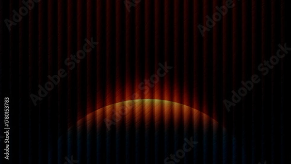 Obraz dark abstract futuristic warm color glowing semicircle on vertical stripes