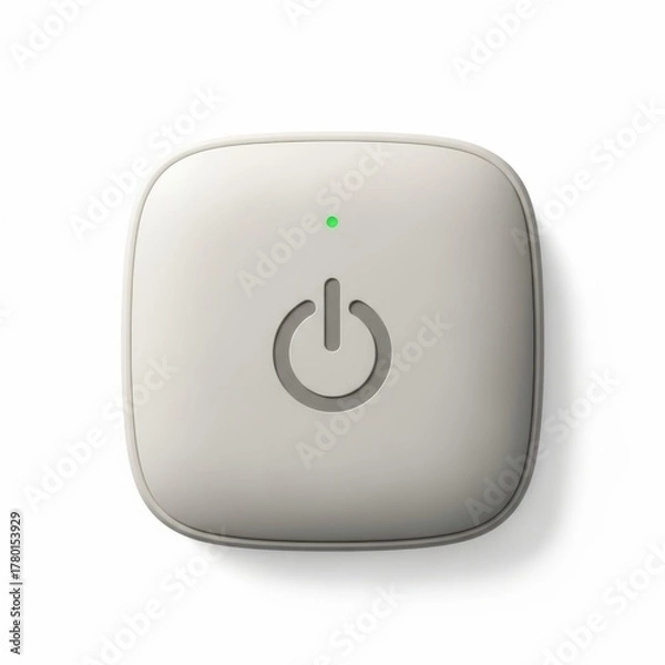 Obraz Small square device with power symbol isolated on white background