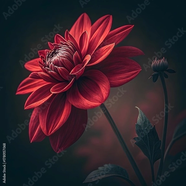 Obraz Abstract Red Flower Vector Art Close-up Minimalist