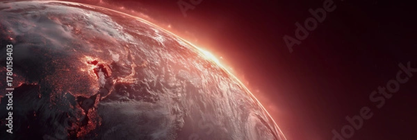 Obraz 夜明けに輝く地球（アジア大陸と日本列島の夜景）