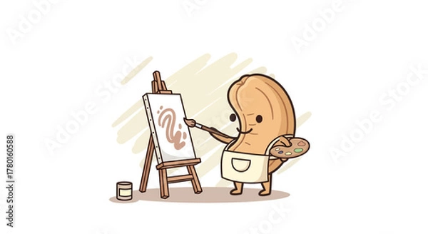 Obraz A Playfull Nut Artist Joyfully Paints on Canvas with Brush and Palette