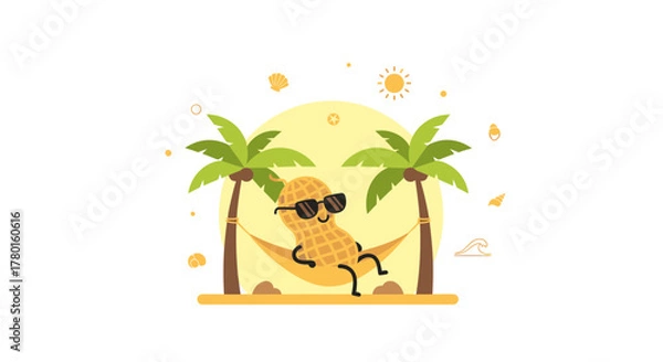 Obraz A Relaxing Peanut Resting in a Hammock Enjoying a Day at the Tropical Beach