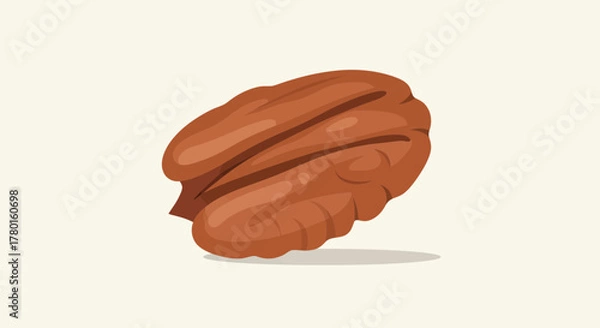 Obraz A Single Pecan Nut Illustration on Clean Background, Ready For Design Purposes