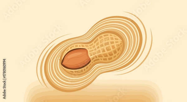 Obraz A Vibrant Vector Illustration of a Peanut in Its Shell with Swirling Design