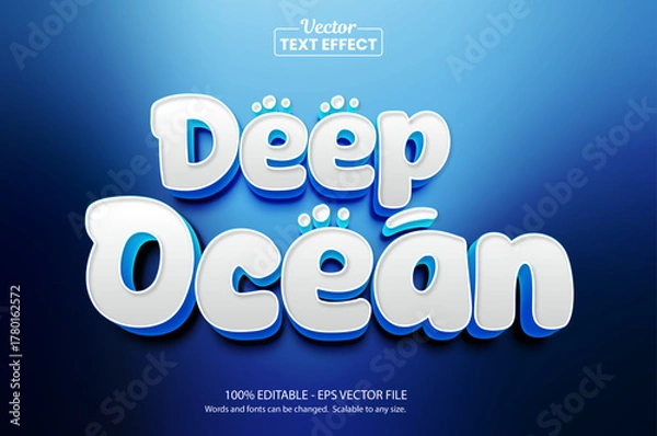 Fototapeta Deep Ocean Text Effect – Blue Water Inspired Editable Vector Typography