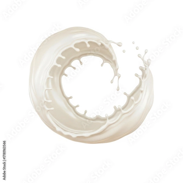 Fototapeta Circular splash of milk isolated on transparent background, creating dynamic movement