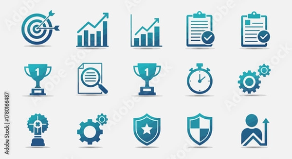 Fototapeta Collection of vector illustrations representing business success and achievement