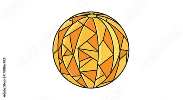 Fototapeta Abstract Geometric Sphere Composition With Warm Color Tones And Sharp Lines
