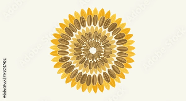 Fototapeta Abstract Graphic Sunflower With Geometric Seed Arrangement On Pale Textured Background